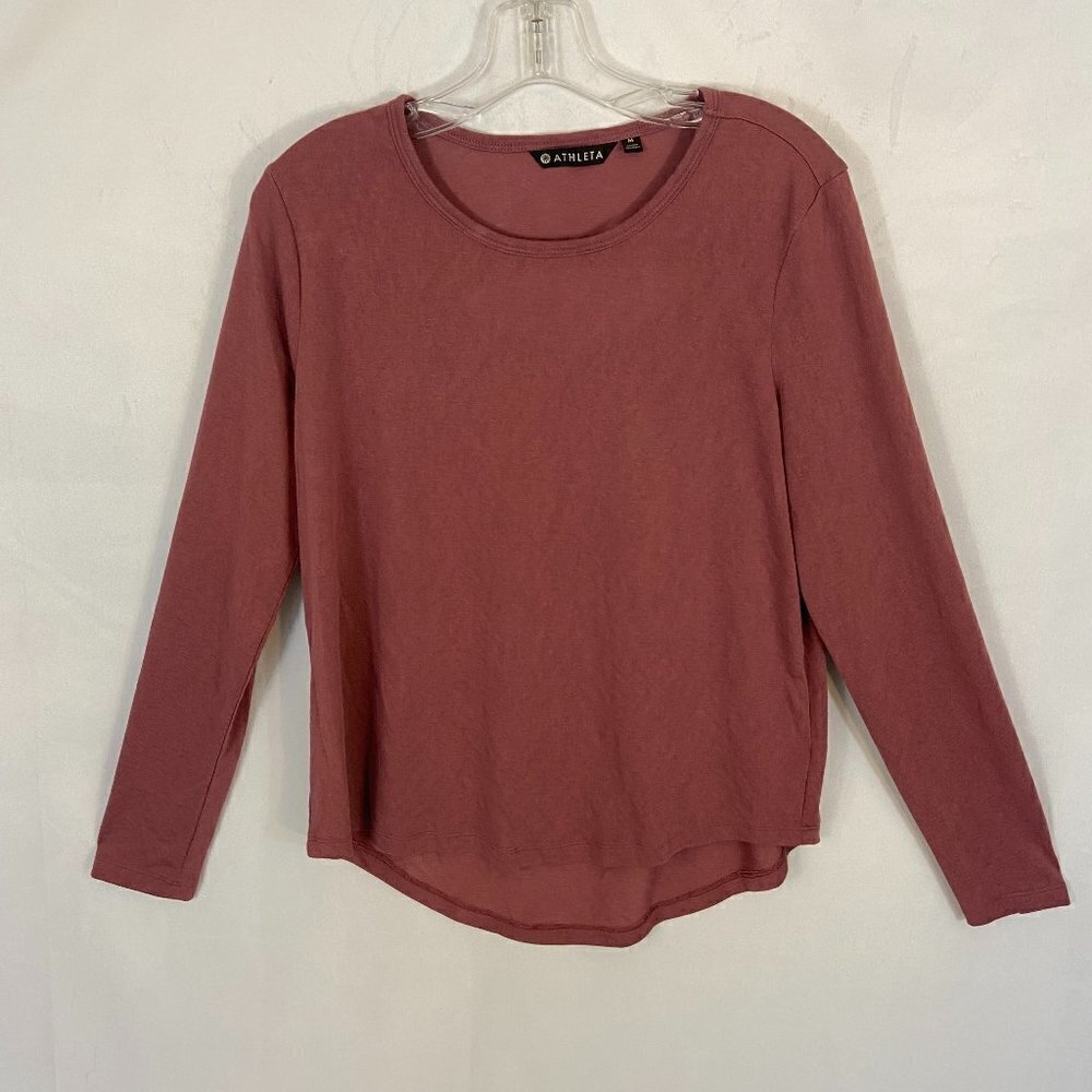 Athleta Long Sleeve Activewear Top Women's Size M Workout Shirt Open Back Purple